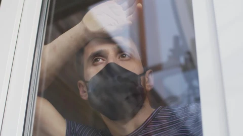 Stock Video Man With Mask Looking Out From The Windo Animated Wallpaper - Free Live Wallpaper