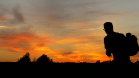 Stock Video Man With Laptop Silhouette In The Sunse Animated Wallpaper - Free Live Wallpaper
