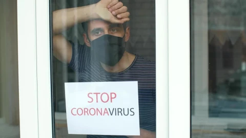 Stock Video Man With Coronavirus Sign In The Windo Animated Wallpaper - Free Live Wallpaper