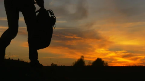 Stock Video Man With Backpack And Laptop At Sunse Animated Wallpaper - Free Live Wallpaper