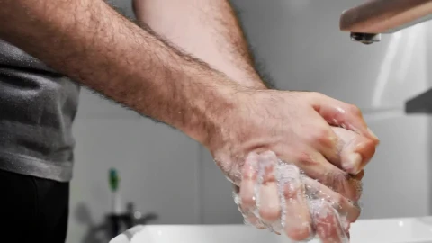 Stock Video Man Washing His Hands With Soap Detailed Vie Animated Wallpaper - Free Live Wallpaper