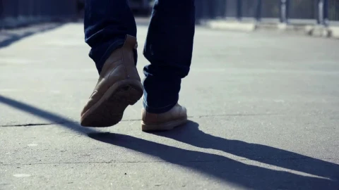 Stock Video Man Walking On The Concrete Sidewal Animated Wallpaper - Free Live Wallpaper