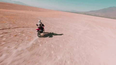 Stock Video Man Traveling Through The Desert On His Motorcycl Animated Wallpaper - Free Live Wallpaper