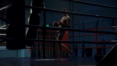 Stock Video Man Training With Punching Bag In The Rin Animated Wallpaper - Free Live Wallpaper