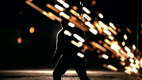Stock Video Man Training In The Night In An Industrial Environmen Animated Wallpaper - Free Live Wallpaper
