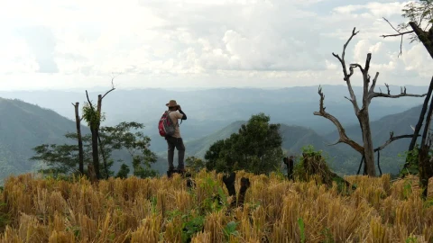 Stock Video Man Taking Photographs In The Mountai Animated Wallpaper - Free Live Wallpaper