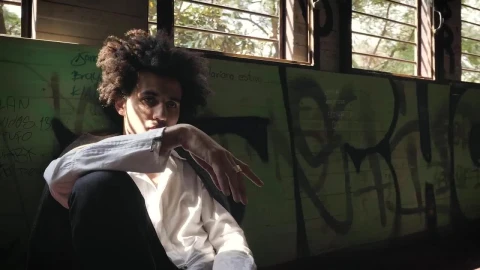 Stock Video Man Sitting In An Abandoned Buildin Animated Wallpaper - Free Live Wallpaper