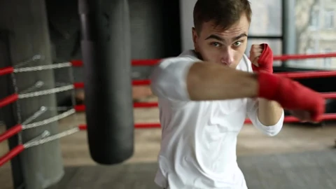 Stock Video Man Shows Off Boxing Moves With Red Handwrap Animated Wallpaper - Free Live Wallpaper