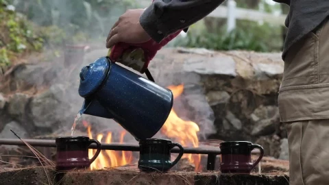 Stock Video Man Serving Hot Water In The Fores Animated Wallpaper - Free Live Wallpaper