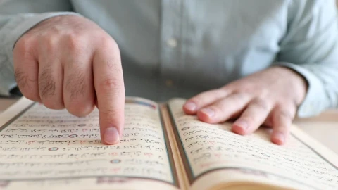 Stock Video Man Running His Finger On The Pages Of The Qura Animated Wallpaper - Free Live Wallpaper
