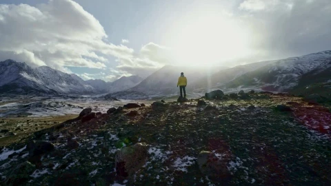 Stock Video Man Raising His Hands On Top Of A Cliff A Animated Wallpaper - Free Live Wallpaper