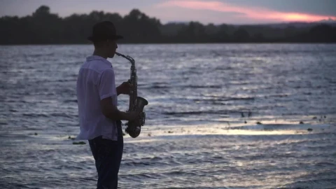 Stock Video Man Plays Saxophone To Ducks By Lake At Sunse Animated Wallpaper - Free Live Wallpaper