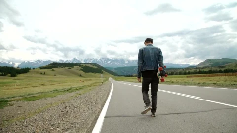 Stock Video Man On A Longboard On The Roa Animated Wallpaper - Free Live Wallpaper