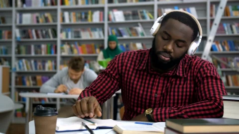 Stock Video Man Listening To Music While Studyin Animated Wallpaper - Free Live Wallpaper