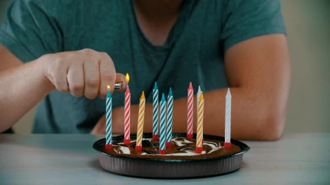 Stock Video Man Lighting Candles On A Small Birthday Cak Animated Wallpaper - Free Live Wallpaper