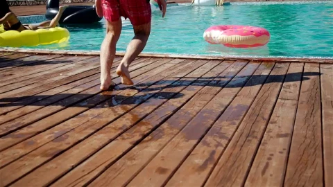 Stock Video Man Jumps In Center Of Donut Float In Poo Animated Wallpaper - Free Live Wallpaper