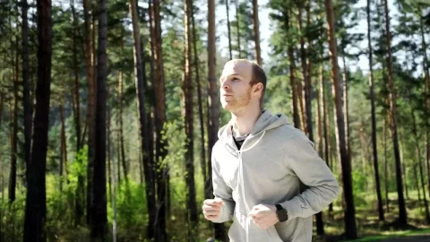 Stock Video Man Jogging In Forest Checks Gps Watc Animated Wallpaper - Free Live Wallpaper