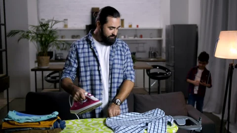 Stock Video Man Ironing His Clothe Animated Wallpaper - Free Live Wallpaper