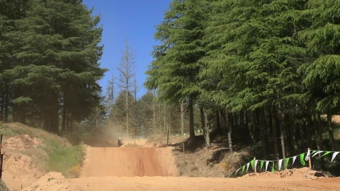 Stock Video Motorcycles Jumping Down Ramps In Nature Live Wallpaper - Free Live Wallpaper