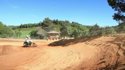 Stock Video Motorcyclist Turning Around A Bend On Motocross Race Live Wallpaper - Free Live Wallpaper