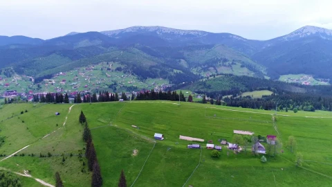 Stock Video Mountain Village Down The Mountains Aerial View Live Wallpaper - Free Live Wallpaper