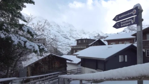 Stock Video Mountain Village With Lots Of Snow On A Bright Day Live Wallpaper - Free Live Wallpaper