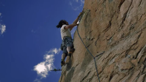Stock Video Mountaineer Climbing On Top Of A Mountain Live Wallpaper - Free Live Wallpaper