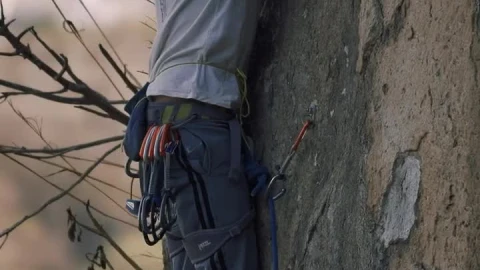 Stock Video Mountaineer Climbing A Rocky Vertical Mountain Live Wallpaper - Free Live Wallpaper