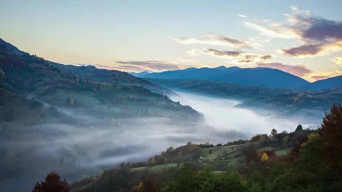 Stock Video Mountainous Valley During Sunrise Time Lapse Live Wallpaper - Free Live Wallpaper