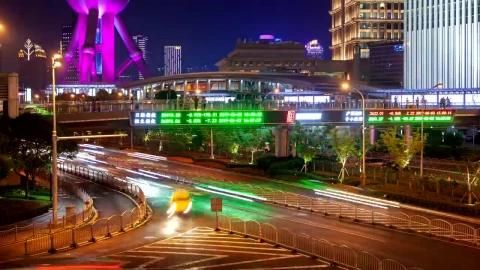 Stock Video Movement In A Bright City At Night Live Wallpaper - Free Live Wallpaper