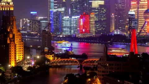 Stock Video Multicolor Urban Cityscape In Shanghai Live Wallpaper - Free Live Wallpaper
