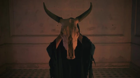 Stock Video Mysterious Person In Black Robe Holding The Skull Of A Live Wallpaper - Free Live Wallpaper