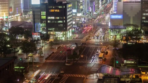 Stock Video Nagoya City Landscape With Traffic At Night Live Wallpaper - Free Live Wallpaper