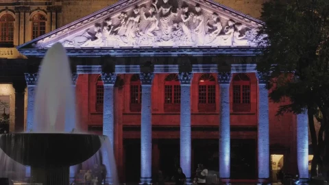 Stock Video Neoclassical Building Illuminated At Night Live Wallpaper - Free Live Wallpaper