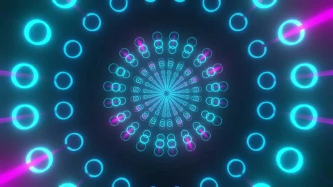 Stock Video Neon Circular Lights In A Futuristic Tunnel Live Wallpaper - Free Live Wallpaper