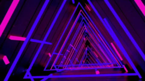 Stock Video Neon Cyberpunk Triangle Tunnel Live Wallpaper - Free Live Wallpaper