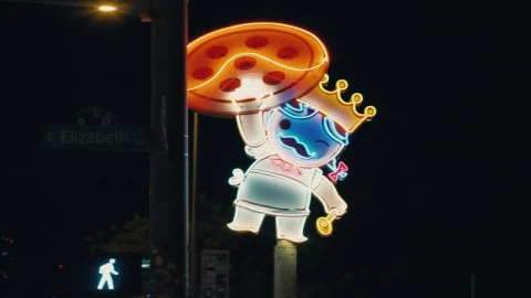 Stock Video Neon Sign Of A Character From A Pizzeria Live Wallpaper - Free Live Wallpaper