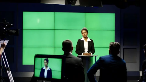 Stock Video News Presenter In Front Of Green Screens Live Wallpaper - Free Live Wallpaper