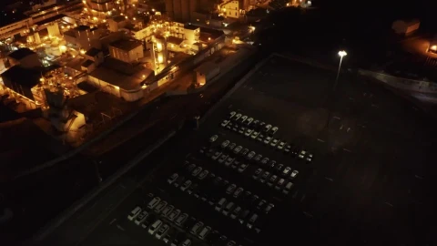 Stock Video Night Factory Reveal Aerial View Live Wallpaper - Free Live Wallpaper