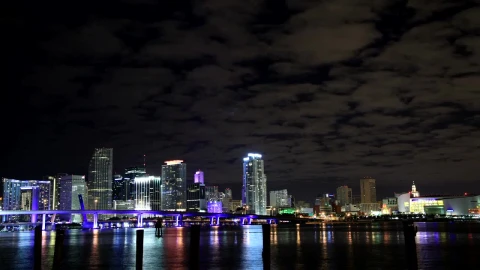 Stock Video Night Lights Across Miami Live Wallpaper - Free Live Wallpaper