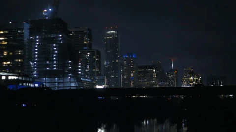 Stock Video Night Panorama Of A Big City With Illuminated Skyscrapers Live Wallpaper - Free Live Wallpaper