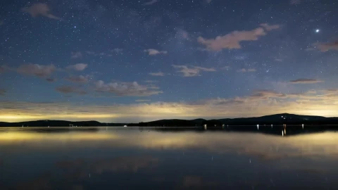 Stock Video Night Sky With Stars At A Calm Lake Time Lapse Live Wallpaper - Free Live Wallpaper