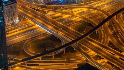 Stock Video Night Traffic Highwat Junction Live Wallpaper - Free Live Wallpaper