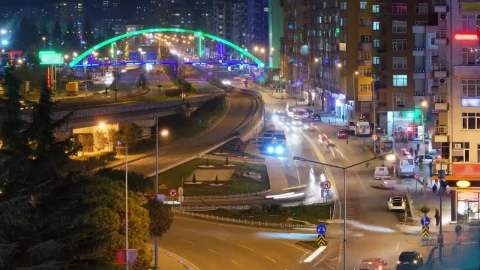 Stock Video Night Traffic Seen From A Building In A Popular Area Live Wallpaper - Free Live Wallpaper
