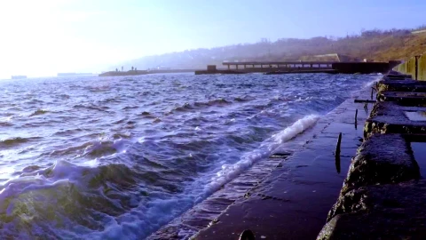 Stock Video Ocean Waves Breaking In The Breakwater Live Wallpaper - Free Live Wallpaper