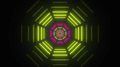 Stock Video Octagonal Tunnel With Figures Of Neon Lights Live Wallpaper - Free Live Wallpaper