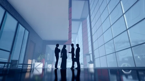 Stock Video Office Workers Chatting In An Elegant Building Live Wallpaper - Free Live Wallpaper