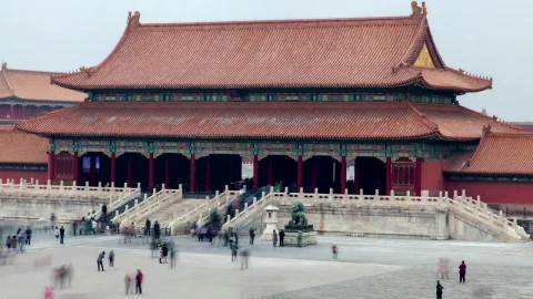 Stock Video Old Chinese Construction Visited By Tourists Live Wallpaper - Free Live Wallpaper