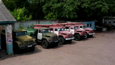 Stock Video Old Fire Engines Left In Chernobyl Live Wallpaper - Free Live Wallpaper