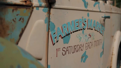 Stock Video Old Truck Door Advertising A Farmers Market Live Wallpaper - Free Live Wallpaper
